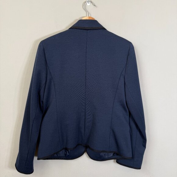 Gap The Academy Ponte Blazer Jacket Women's 8 Navy Blue Black Trim Career Formal - Picture 4 of 14